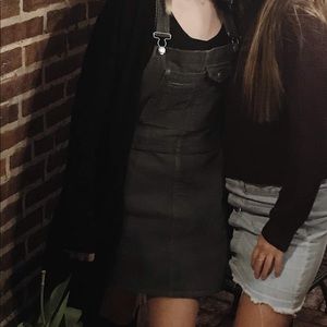 ASOS Dark Green Corduroy Overall Dress